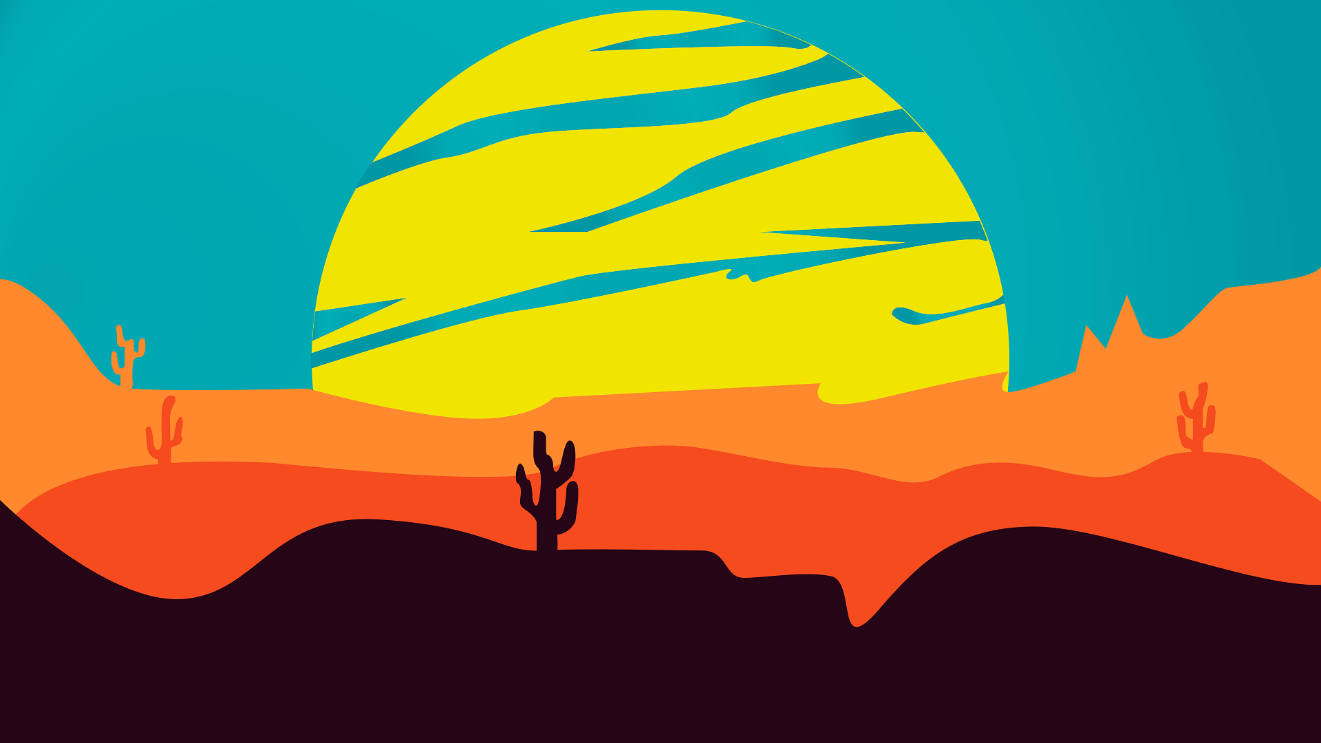 sun setting over the desert