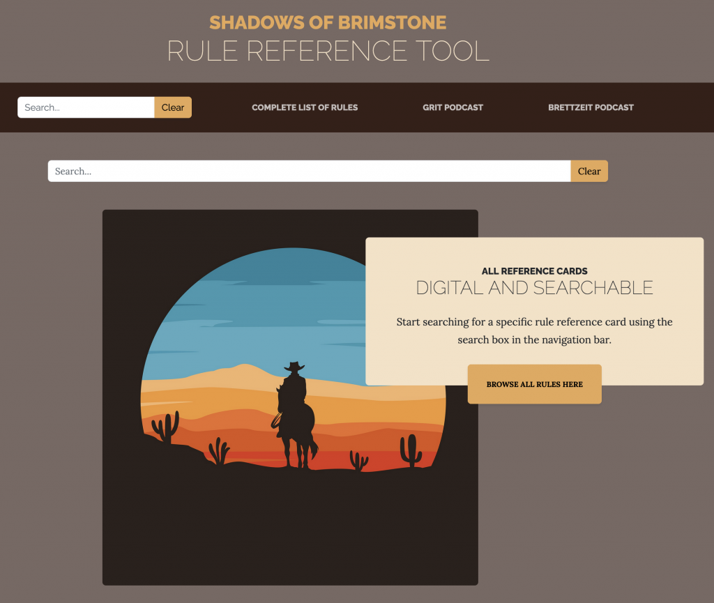 Screenshot of the rules reference tool